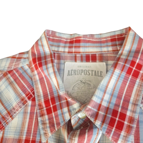 Aeropostale Plaid Snap Button Up Shirt - Picture 2 of 14